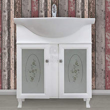 Shop Chic Arredo bagno bianco stile contemporaneo con lavabo 65 cm e specchio liberty