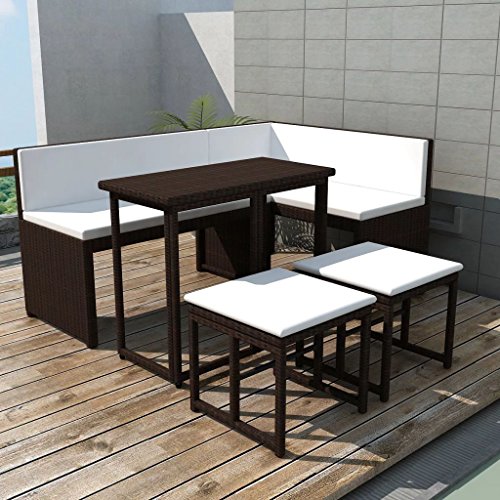 Tidyard Set Divani da Giardino, Mobili da Esterno 12 pz in Polirattan Modulare Marrone