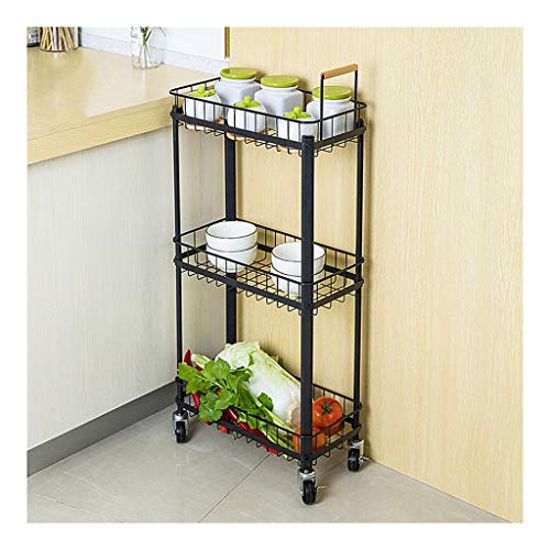 LYM &ripiano di stoccaggio Carrello da Cucina Scaffale Mobile Scaffale di stoccaggio Multistrato Scaffale di stoccaggio for Soggiorno unità di scaffalatura -3 Livello Scaffale di Finitura