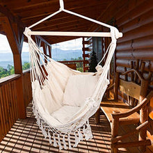 Poltrona sospesa in stile nordico, grande amaca da giardino, realizzata a mano, con due cuscini per interni ed esterni, decorazione a tema, per esterni, cortile, 39,37 x 51,18 pollici