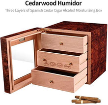 AMOYEE Sigaro Sigaro Sigare Humidor Partizione separata Tre Strati di Natural Mellow Cedar Legno Verniciato armadietto di Sigaro