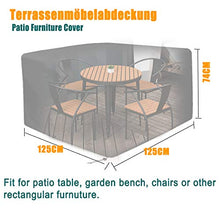 eeQiu Copertura Tavolo Esterno, Telo Protettivo per Tavolo e Sedie da Esterni, Utilizzato per Mobili da Giardino, Impermeabile, Antipolvere e Resistente ai Raggi UV 125x125x74CM
