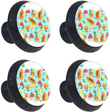 Anguria Papaya Banana Limone Bluecherry e Orange Pomelli per Porta Set di 4 Pomelli per Mobili Manopole per Cassetti Cucina Armadio Vetro