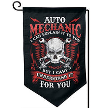 Meccanico auto Citazioni divertenti Umorismo Detti Bandiera da giardino Decorazione festiva Bandiera bifacciale 12,5"x 18"
