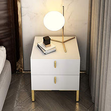 DJFIOSD Comodino in Bianco, Moderno Legno Storage Unit Comodino con 2 Cassetti, Solid Gambe in Legno Metallo E Oro Maniglia Comodino, per Soggiorno E Camera da Letto,Nero