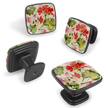 Fiori di geranio estate vintage Pomelli per Porta Set di 4 Pomelli per Mobili Manopole per Cassetti Cucina Armadio Vetro