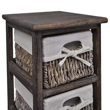 Comóda - Cassettiera in legno, comodino, cassettiera con 3 cestini, colore: marrone, 58 x 25 x 28 cm（Con 3 cestini）