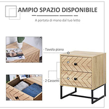 HOMCOM Cassettiera con 2 Cassetti Motivo a Onde Stile Vintage Design Scandinavo Combinazione di MDF e di Pannello Truciolare 48x39.5x60cm