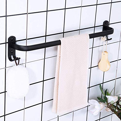 MFLASMF Portasciugamani Space in Alluminio, portasciugamani Impermeabile antiruggine, portasciugamani Doppio a palo Singolo Nero per Bagno Cucina Ufficio-C 60 cm (24 Pollici)