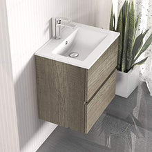 Baikal Bagno Onyx 70 cm, 2 cassetti, sospeso a Parete, con lavabo in Ceramica. Finitura Vintage. Mobile Montato, Melamina 18, Nebraska, 50 cm
