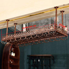 Sottosopra Porta Bicchiere di Vino Scaffale di Vetro Appeso Mensola di Decorazione del Soffitto in Ferro Semplice Stile per Bar Ristoranti Cucine,Ottone,60 * 35cm