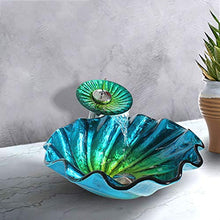 Lavandini bagno Lavabo da Bagno in Vetro Lavabo da appoggio in Metallo Controfiletto Fluted Wave Patel Flower Bowl, Verde 0711