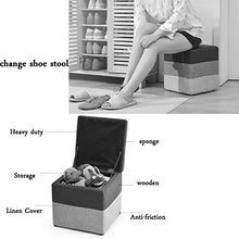 SHOP YJX Piedi Sgabello Scatola di immagazzinaggio Cubo Pouf Divano Sgabello Ottomano quadrato, Rivestimento in lino sfoderabile Sedile Imbottito Poggiapiedi per soggiorno Corridoio, 40x40x40cm, Marro