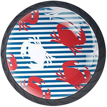Granchio bianco rosso strisce blu Pomelli per Porta Set di 4 Pomelli per Mobili Manopole per Cassetti Cucina Armadio Vetro