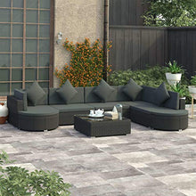 Festnight Set Divani da Giardino in Polyrattan, Set di Mobili da Giardino, Set Divano Esterno con Cuscini Nero 8 pz