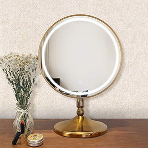 Specchio da toeletta di lusso leggero specchio da trucco da tavolo specchio da principessa camera da letto led con lampada specchio specchio rotondo infinito tocco oscuramento colore tonificante cor