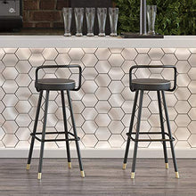 HXSM Sedia da Bar Industrial Sgabelli da Cucina in Metallo Sgabello da Lavoro con Schienale Rotondo Sedia da Pranzo in Pelle PU per La Casa Nero 50/55/60/65/70/75cm