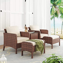 5 Set Di Mobili in Vimini Da Pezzi Patio, Sedia Salotto All'aperto, Posti A Sedere Rattan Sezione, Conversazione Con Chat Ottomano, Tavolino Caffè, Per Portico, Balcone Piscina, Prato, Giardino