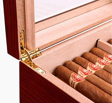 DPLQX Humidor per sigari adorini, sigari armadi Humidor per sigari Finestra di Vetro Trasparente Buona Tenuta Portatile Facile da Portare in Giro,Red_260x110x220mm/10x4x9in