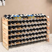 COSTWAY Portabottiglie per Vino in Legno Scaffale per 72 Bottiglie di Vino, 119 x 29 x 71,5 cm