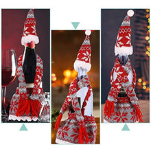 Minkissy 3 Pezzi di Natale Bottiglia di Vino Vestito Copertura Cappello Sciarpa Champagne Borse Decorazioni per Feste di Natale Rosso