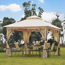 Outsunny Gazebo da Giardino 3x3M in Metallo con Tettuccio e Pareti in Poliestere Beige