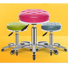Sgabello Regolabile con Rotelle per Lavoro Cucina Salone, Ergonomico Sgabello Girevole,Imitation Cloth Powder