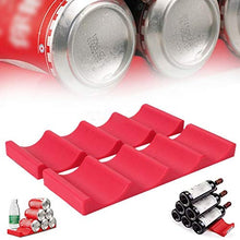 Moligh doll 2PZ Silicone Frigo Can Beer Wine Bottle Rack Holder Mat Stacking Tidy Tool Cucina Frigorifero Organizer-Red