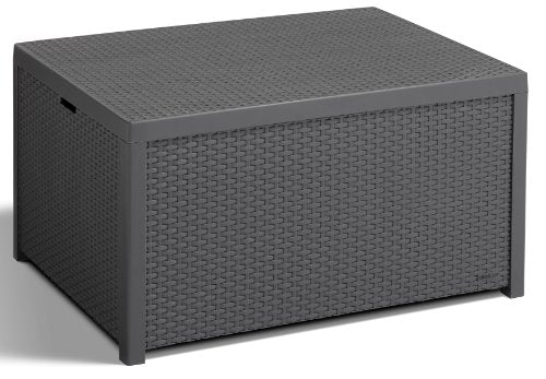 Allibert 220002 Monaco - Tavolino Lounge/cassapanca per Cuscini, in plastica, Simil-Vimini, Colore: Grigio