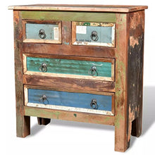 Tidyard Armadietto cassettiera in Legno di Recupero con 4 Cassetti
