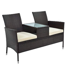 Belissy Rattan Giardino Rattan Rattan Sintetico Panchina Rattan 2 Posti Panchine Da Giardino Panchina Da Giardino A 2 Posti, Resistente Alle Intemperie, In Rattan Sintetico,Cuscini Da 5 cm, Marrone