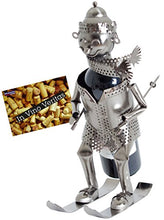 BRUBAKER Portabottiglie per Vino - Sciatore con Berretto e Sciarpa - Decorazione in Metallo - Portabottiglie con Biglietto d'Auguri - Regalo del Vino