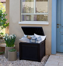 Keter Contenitore in Resina con Funzione di Seduta o di Tavolo, Effetto Rattan, 71 x 72.2 x 59 cm, 208 Lt, Marrone