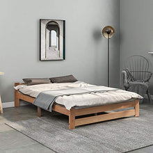 Keebgyy Letto in legno massiccio con testiera e rete a doghe, naturale (200 x 140 cm)
