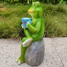 NULINULI Ornamenti della Statua del Giardino della Rana, Statua della Rana Verde Creativa 3D, Rana Seduta sulla Statua di Pietra, Ornamenti della Resina A