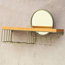 LULUTING Specchio Trucco Trucco specchi Rotondi della Stanza da Bagno Specchio Specchio Appeso con scaffalature e Ganci |Circle Parete Vanity Trucco e Specchio da rasatura |Specchio Decorativo Holder