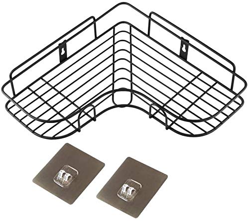 UWY No Foratura Nero Parete Bagno Doccia Mensola Portaoggetti Cestino Cucina Adesivi Senza Cuciture Appeso Supporto per Vasca da Bagno Cornice Angolare in Ferro Rack