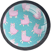 Pink Dancing Alpaca Llama Blue Pomelli per Porta Set di 4 Pomelli per Mobili Manopole per Cassetti Cucina Armadio Vetro
