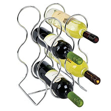 mDesign Set da 2 Portabottiglie – Porta Bottiglia di Vino in Metallo – Porta Bottiglie per la conservazione di 6 Bottiglie di Vino e Altre Bevande – Portabottiglie Vino Moderno – Argento