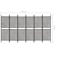 E E-NICES Paravento a 6 Pannelli in Polyrattan Marrone 360x200 cm