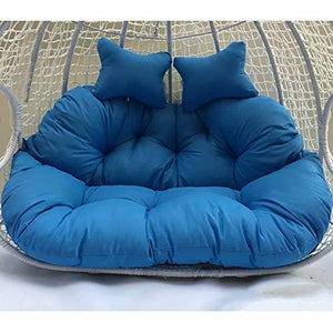 Mobili Altalena Spessa Cuscino Cestino Appeso Amaca Cuscino Sedile Cerniera da Giardino Lavabile Senza Sedie,Doppio Cuscino Sedia Uovo Appeso Blu