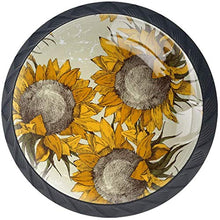 Girasoli realistici dipinti gialli Pomelli per Porta Set di 4 Pomelli per Mobili Manopole per Cassetti Cucina Armadio Vetro