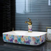 HEIFEN Lavabo in Ceramica soprabanco lavabo Romantico Aspetto Floreale Moderno Astratto lavabo Artistico lavabo Ovale lavandino Bagno casa sul lavandino A