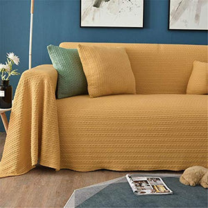 Abodos Divano Coperta, Copridivano Copertura Completa di Lana Lavorata A Maglia Cuscino del Divano, per Cuscino/Divano/Poltrona/Divano Leggero, Caldo E Confortevole,Giallo,180×230cm