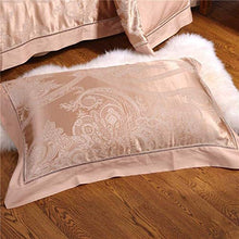 QIDI Set Copripiumino in Piuma di 4, copriletto in Seta Jacquard di gelso, Lussuoso Stile Corte Europea, Lenzuolo Copripiumino in Piuma (Color : Rosa)