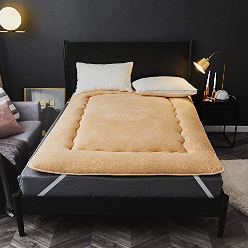 Coprimaterasso pieghevole,imbottitura futon giapponese imbottita in cashmere di agnello spesso,peluche Tappetino antiscivolo per dormire,cuscino per schienale della testata del letto imbottito-cammell