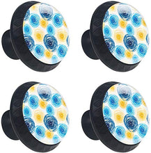 Art Blue Yellow Graffiti Drawn Circles Pomelli per Porta Set di 4 Pomelli per Mobili Manopole per Cassetti Cucina Armadio Vetro