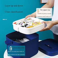 Wjmss Scatola di Medicina, Alta capacità Portable Plastic Box Box Box Box Box Organizer con Manico Doppio Strato,Blu,Large