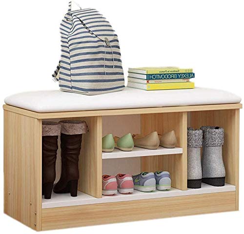 YANG Wooden Shoe Rack Cambio di Scarpe Panca da Letto Imbottito poggiapiedi Bagagli Petto Guardaroba Dressing Table Sgabello Ottomana 80X32X42.2CM