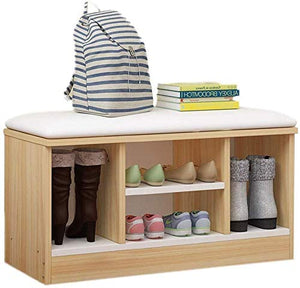 YANG Wooden Shoe Rack Cambio di Scarpe Panca da Letto Imbottito poggiapiedi Bagagli Petto Guardaroba Dressing Table Sgabello Ottomana 80X32X42.2CM